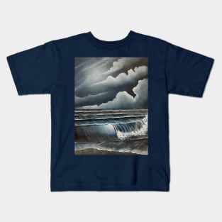 Blue Gray Seascape Kids T-Shirt